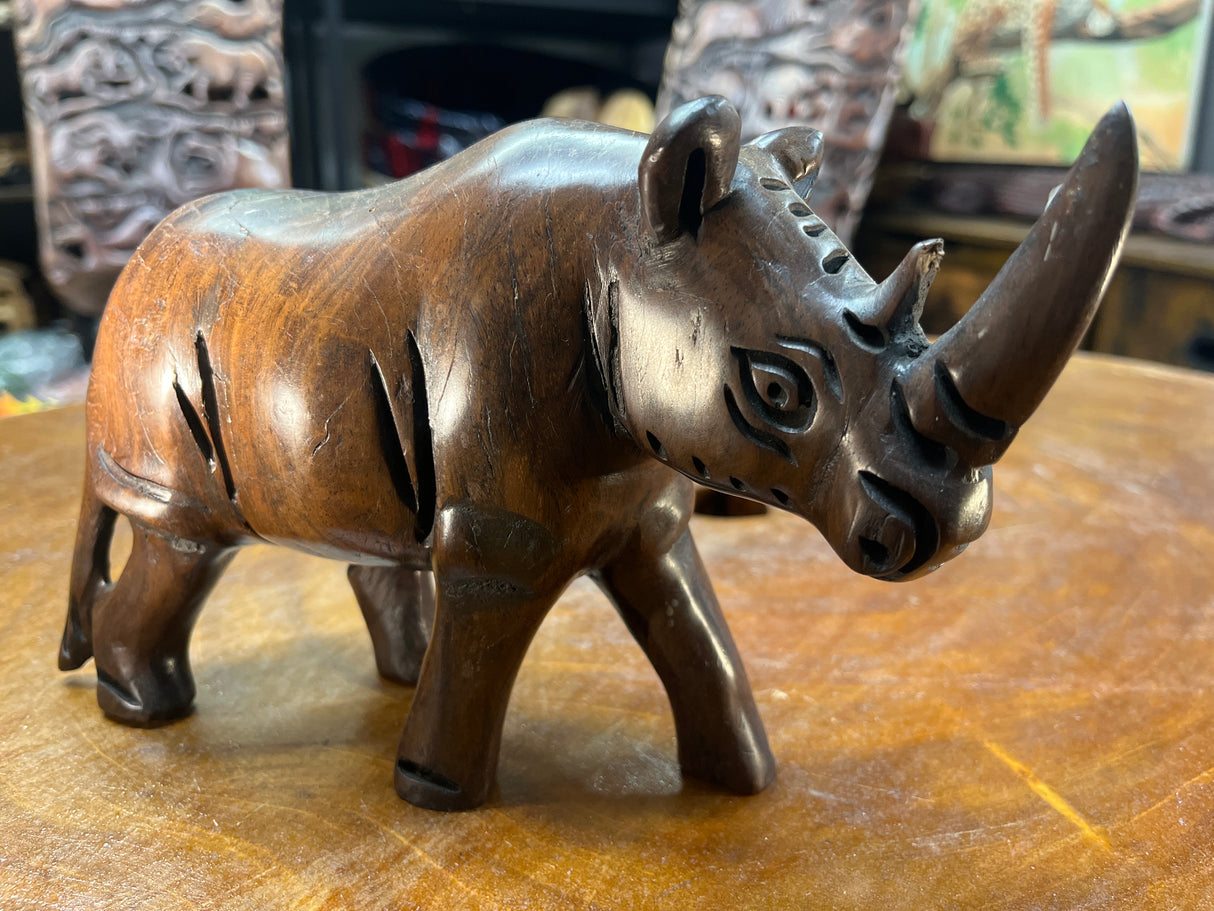 Wooden Standing Rhino Curio