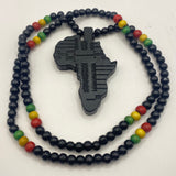 Beaded Necklace with Africa Country Shaped Pendant