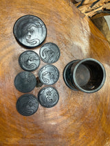 Large Ebony Lizard Design Coaster Set with 6 Coasters