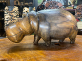 Hand Carved Wooden Smiling Hippo - Mouth Closed