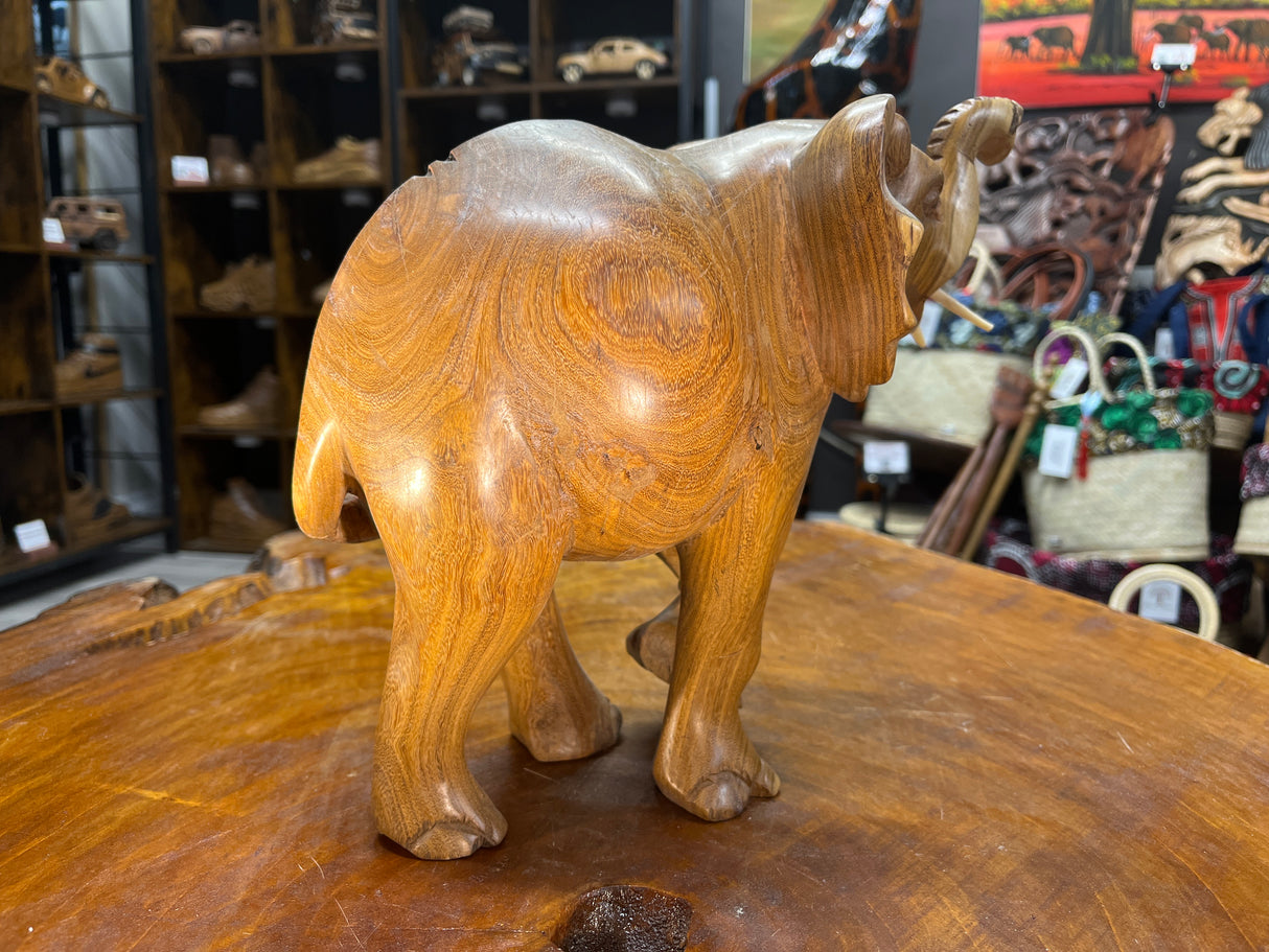 Hand Carved Elephant - Attacking Pose