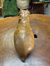 Hand Carved Wooden Hippo - Mouth Open With Teeth