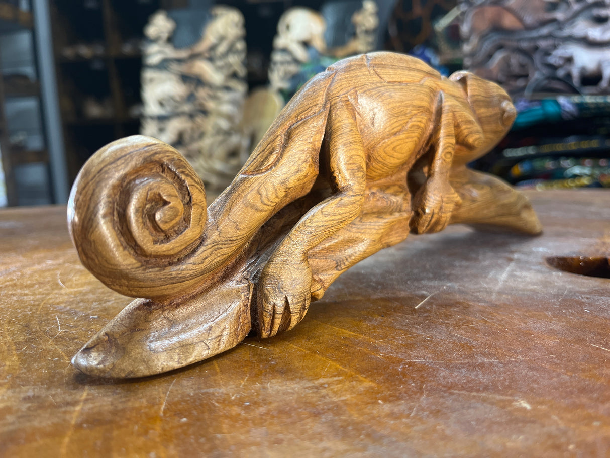 Hand Carved Lizard / Gecko on a Tree Branch