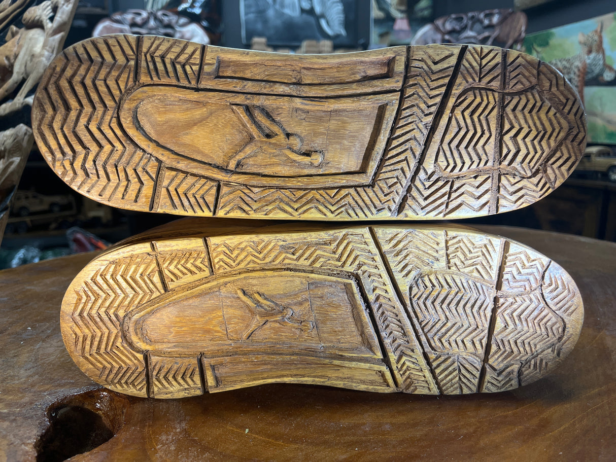 Pair of Jordan 4 V2.1 Hand Carved Mahogany Display Piece