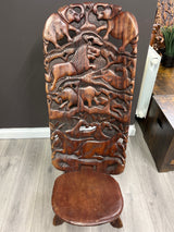 Large Functional Hand Carved Malawian Animal Story Chair