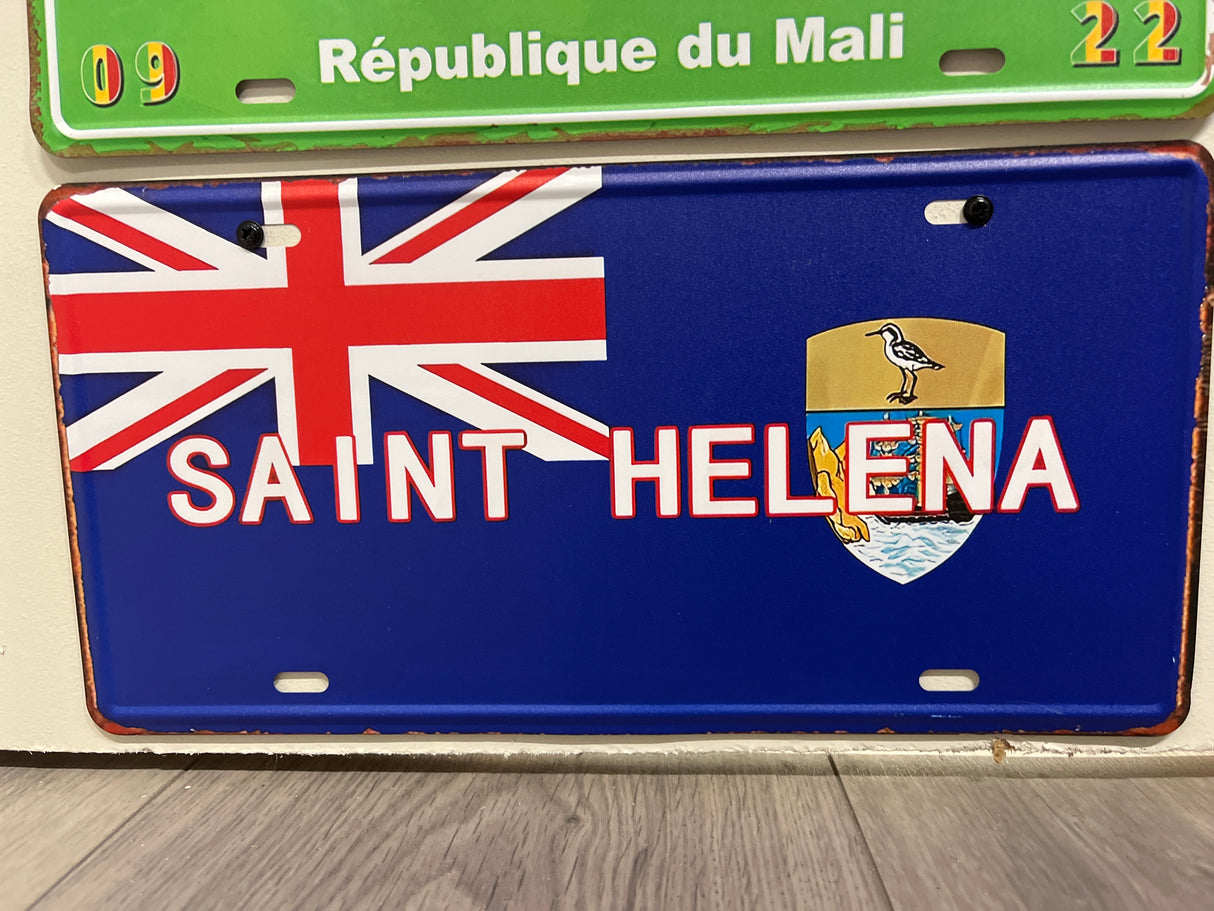 Metal Country Flag And Name Style License Plate Room Decor 15x30cm