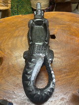 Hand Carved Stunning Ebony Crocodile With Coin / Jewellery Dish
