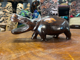 Hand Carved Wooden Hippo - Mouth Open No Teeth