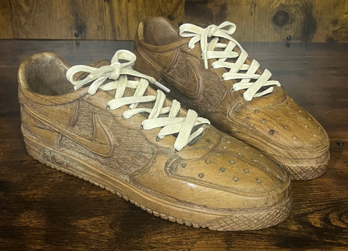 Nike Air Force One Wooden Hand Carved Sneaker with Laces