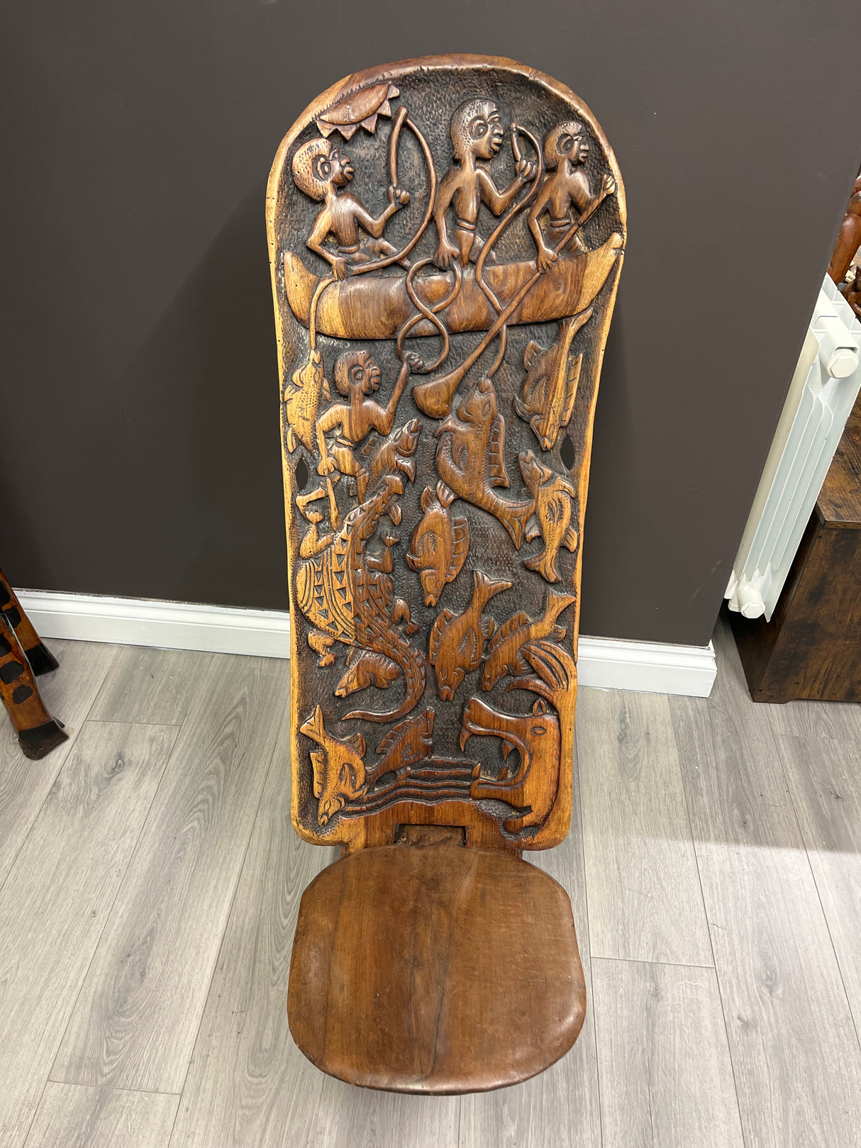 Large Functional Hand Carved Malawian Animal Story Chair