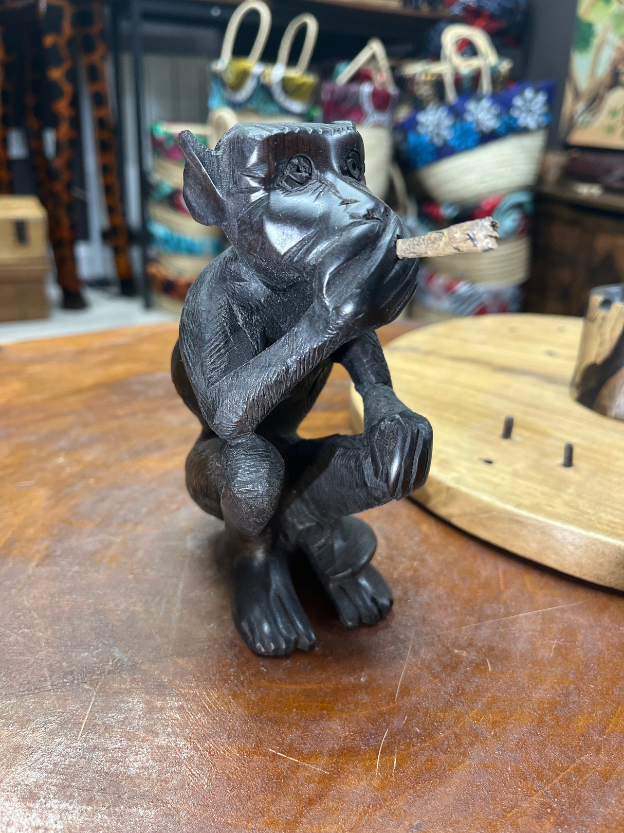 Custom Piece - 3 Smoking Monkeys Ashtray Ebony