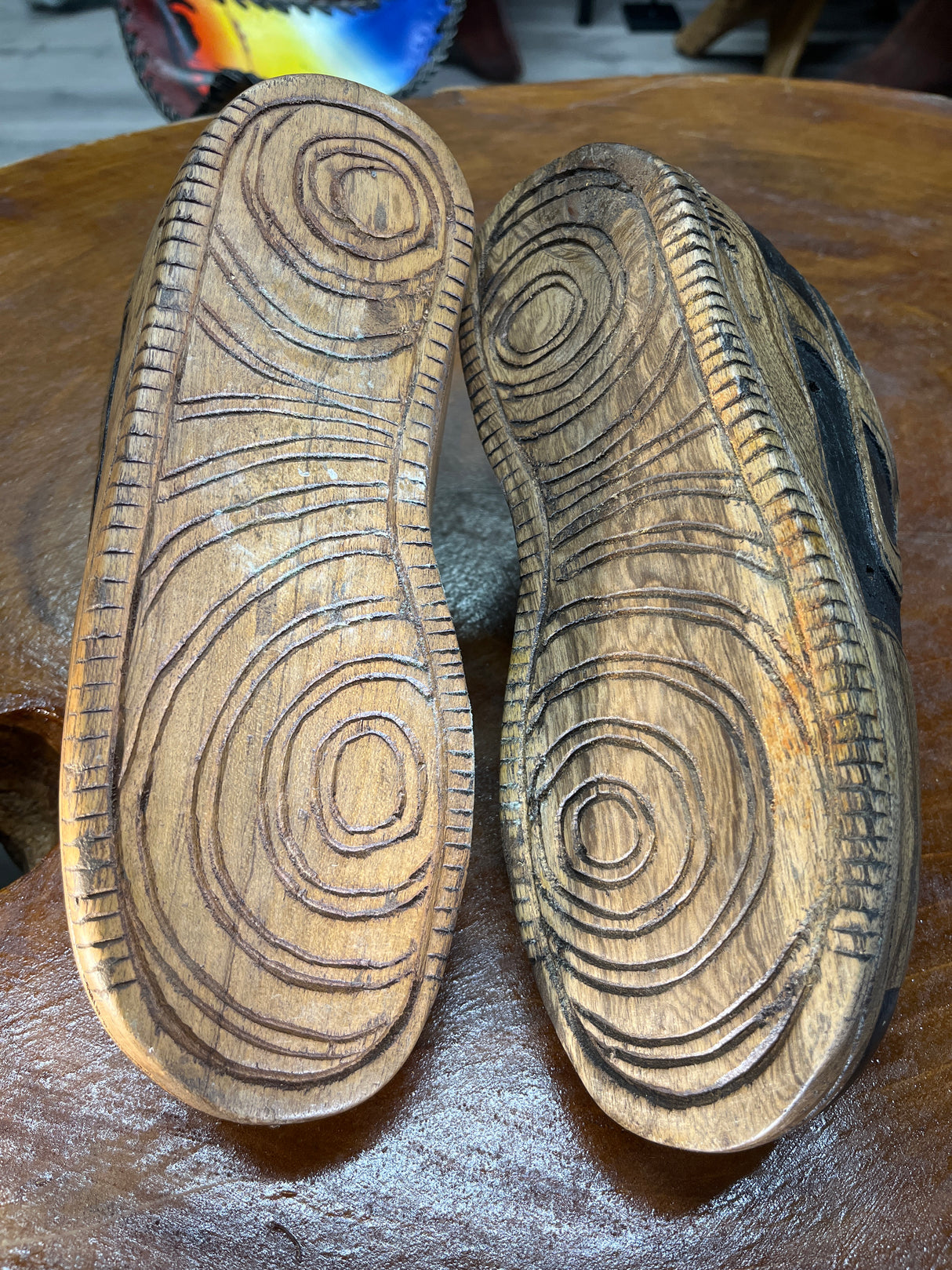 Pair of Nike Dunk Low V1.1 Hand Carved Mahogany Display Piece
