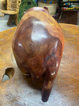 Big Reddish Colour Hand Carved Wooden Hippo - Mouth Closed (Heavy Piece)