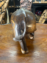 Hand carved Wooden Standing Rhino Curio (Light Brown)