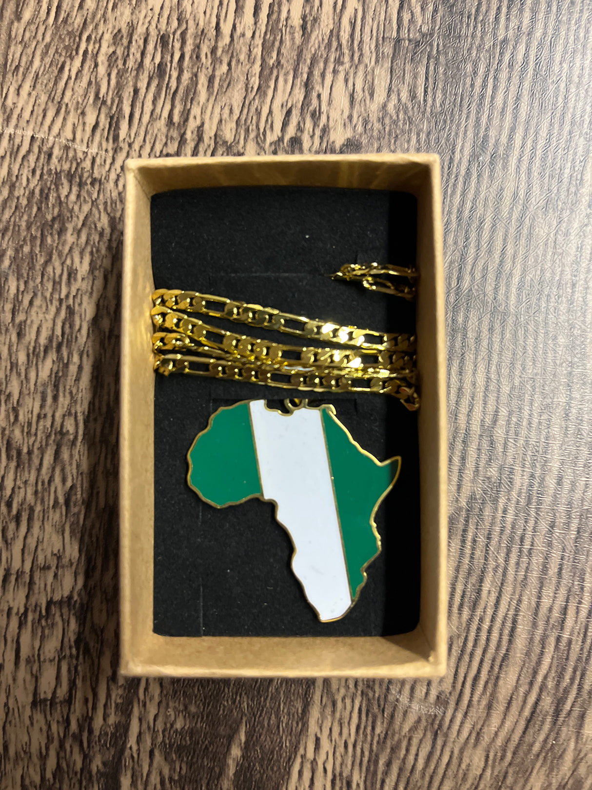 National Flag Africa Shape Gold Necklace 45cm Thick Chain