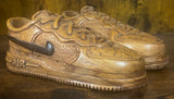 Pair of Nike Air Force One Low V1.1 Hand Carved Mahogany Display Piece