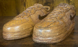 Pair of Nike Air Force One Low V1.1 Hand Carved Mahogany Display Piece