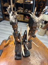 Pair of African Tribal Warriors Hand Carved in Wood