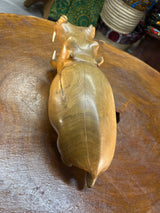 Hand Carved Wooden Walking Hippo - Mouth Open With Teeth