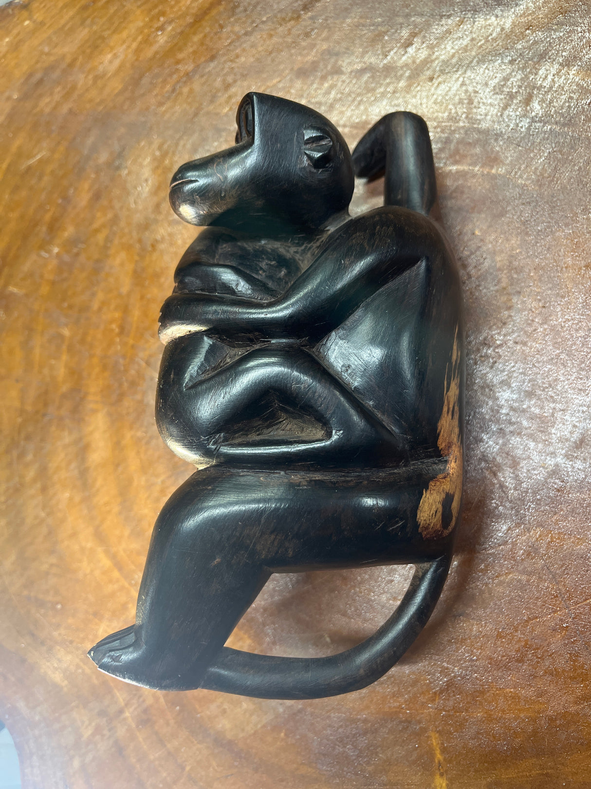 Hanging Ebony Mother and Baby Monkey