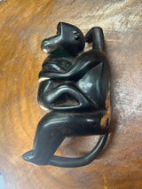 Hanging Ebony Mother and Baby Monkey