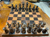Handmade Chess Board with Ebony and Mahogany Pieces