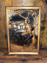 Hammered Copper Working Man With Fur