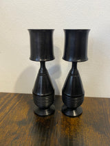 Pair of Handmade Ebony Candle Holders