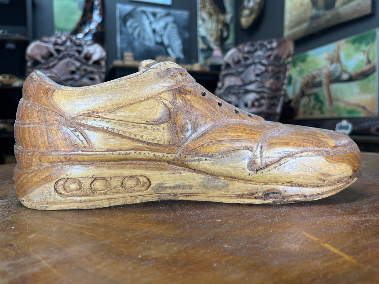 Pair of Nike Air Max 1 Hand Carved Mahogany Display Piece