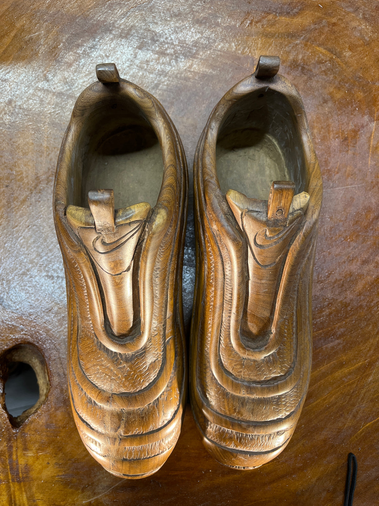 Pair of Nike Air Max 97 Ultra V1.1 Hand Carved Mahogany Display Piece