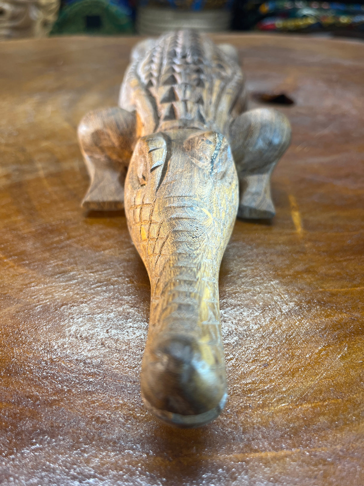 Hand Carved Intricate Wooden Crocodile