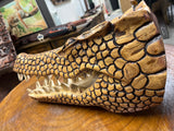 Stunning Lifelike Crocodile Head Wooden Curio