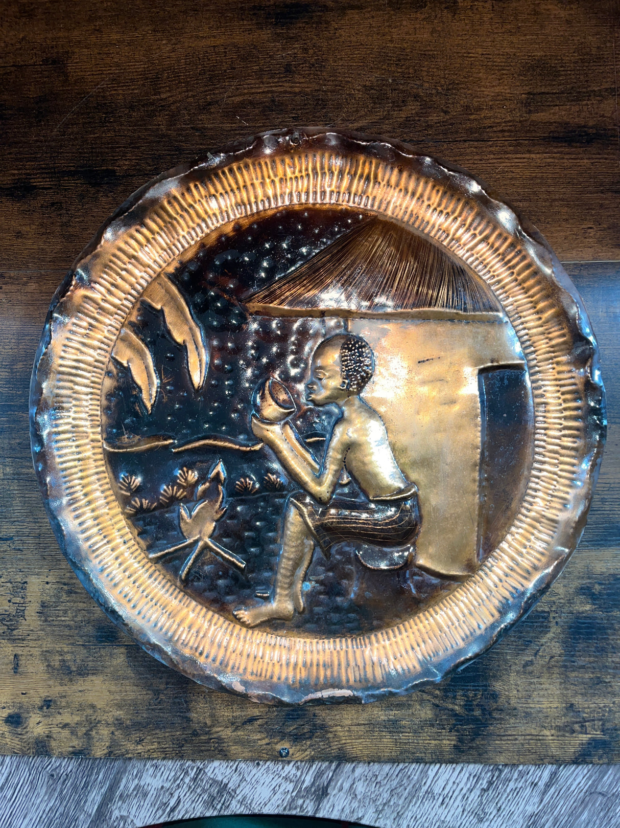 Hammered Copper Frame Boy Eating