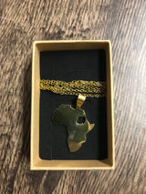 Africa Shape Country Outline Gold Necklace 60cm Chain