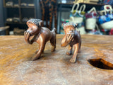 Set of Two Hand Carved Sniggering Monkeys