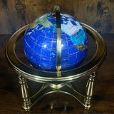 Dark Blue Gemstone Globe With Metallic Brass Cradle - Solid Colour
