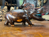 Hand Carved Wooden Hippo - Mouth Open No Teeth