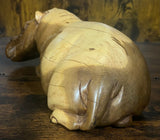 Large Hand Carved Mahogany Resting Hippo