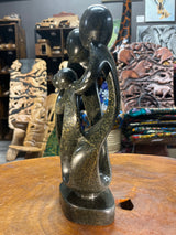 Hand Carved Stunning Green Stone Abstract Sculpture - Parents and Two Children (Tall)