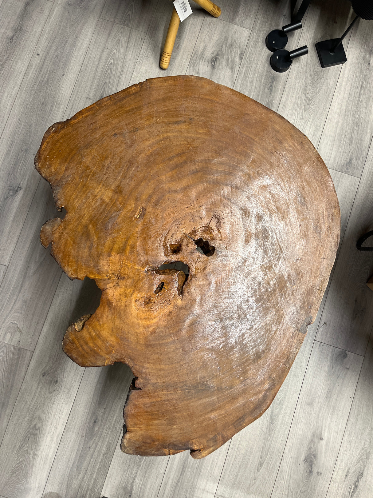Tree Trunk Table With Rebar Steel Legs