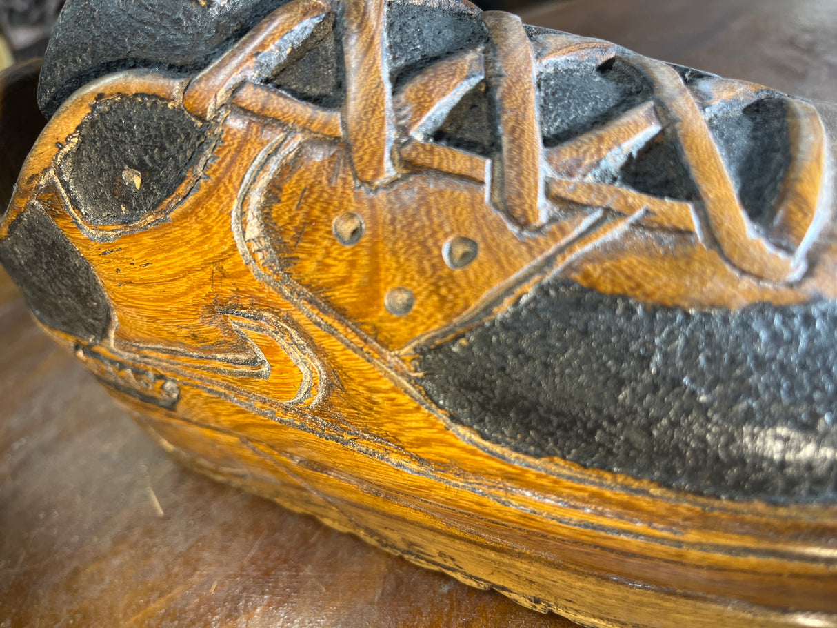 Pair of Nike Air Max 90 V2.1 Hand Carved Painted Mahogany Display Piece