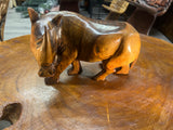 Bold Handcarved Wooden Standing Rhino Curio