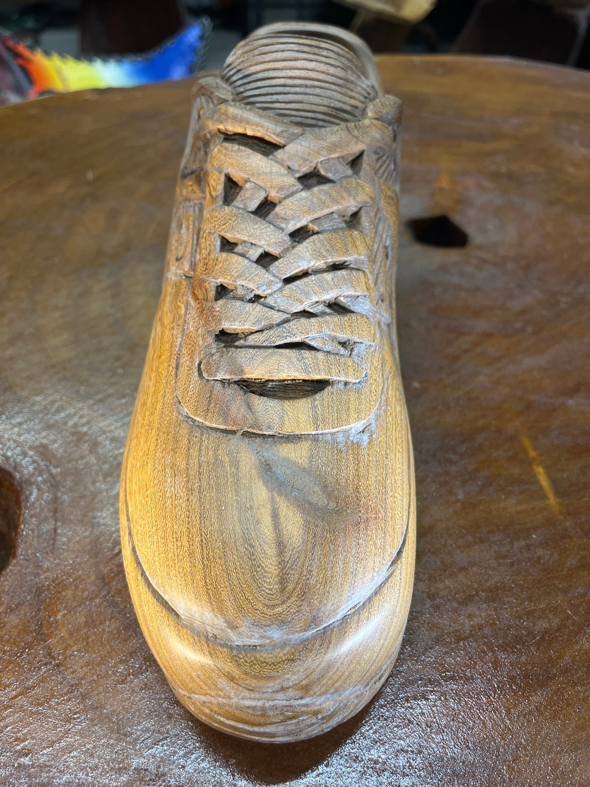 Single Shoe Nike Air Max 90 V1.1 Hand Carved Mahogany Display Piece