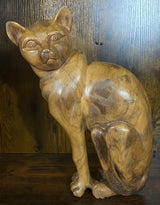 Hand Carved Mahogany Head Side Turned Cat