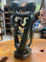 Hand Carved Stunning Green Stone Abstract Sculpture - Parents and Two Children (Tall)