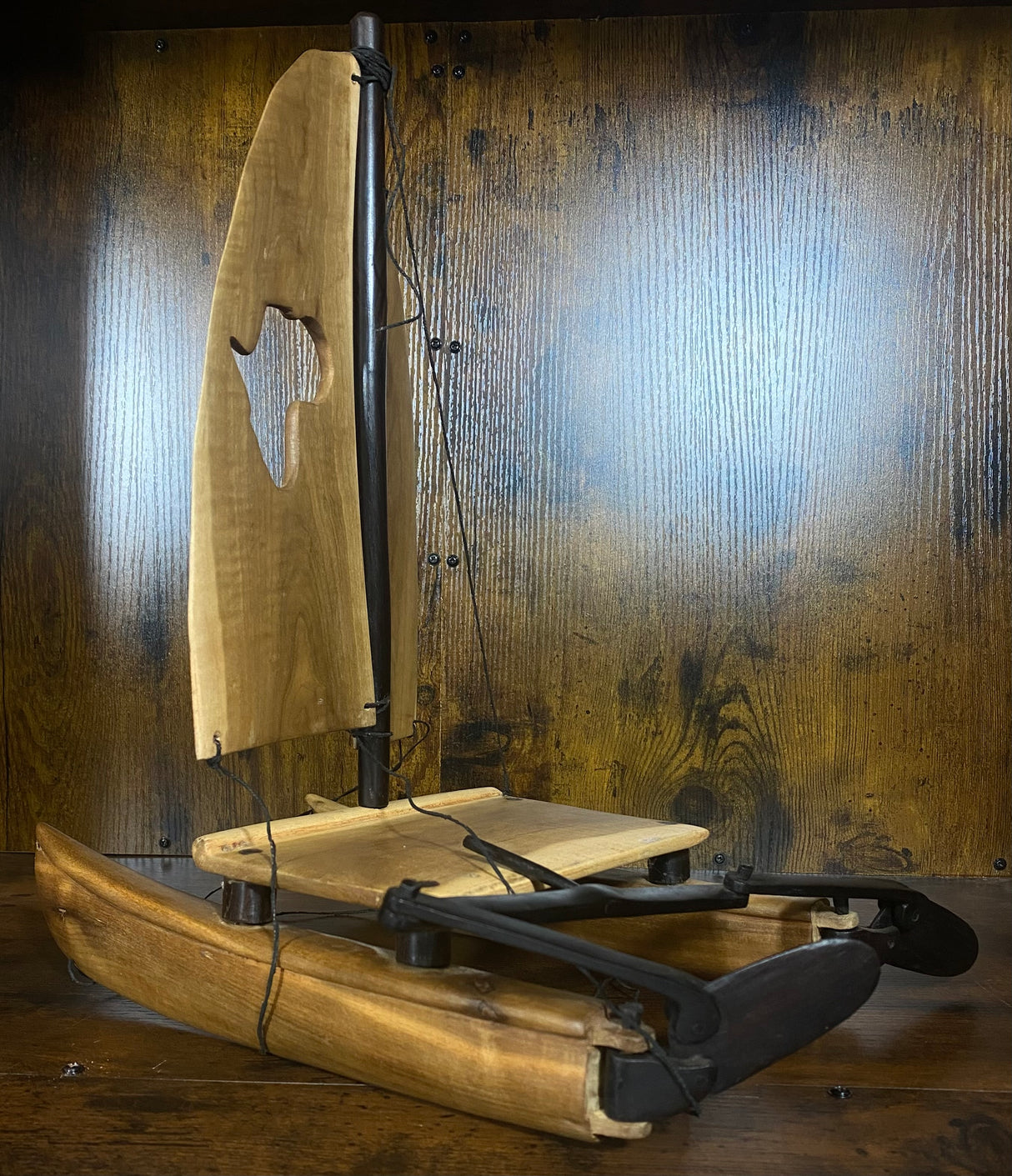 Hand Carved Boat With Africa Country Outline