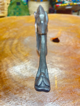 Hand Carved Ebony Lizard / Gecko on a Tree Branch Catching a Fly