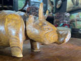 Hand Carved Wooden Beautifully Grained Heifer Cow With Horns