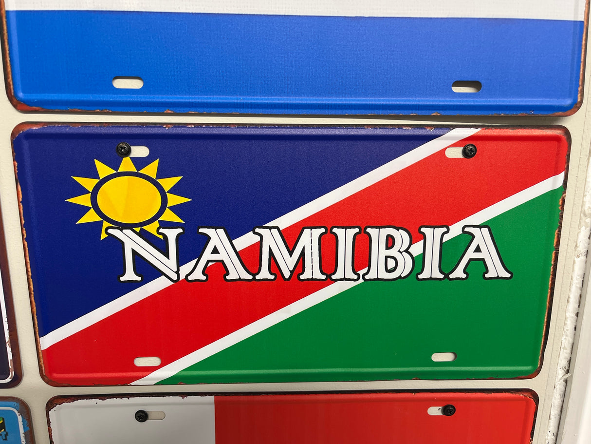 Metal Country Flag And Name Style License Plate Room Decor 15x30cm