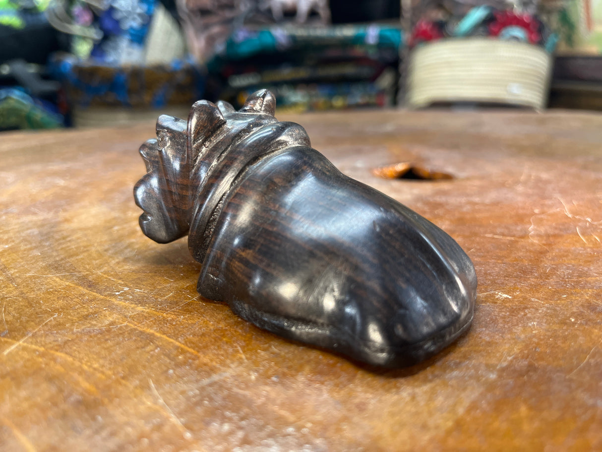 Hand Carved Ebony Wood Floating Hippo Bottle Opener